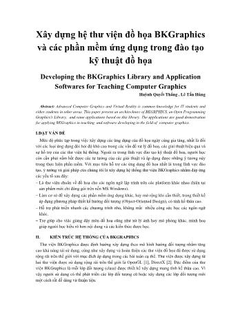 Xây dựng hệ thư viện đồ họa BKGraphics và các phần mềm ứng dụng trong đào tạo kỹ thuật đồ họa