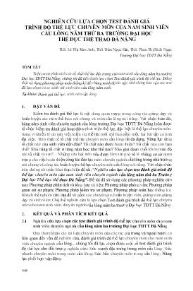 Nghiên cứu lựa chọn test đánh giá trình độ thể lực chuyên môn của nam sinh viên chuyên ngành cầu lông năm thứ ba Trường Đại học Thể dục thể thao Đà Nẵng