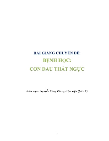 Bài giảng Chuyên đề: Bệnh học - Cơn đau thắt ngực