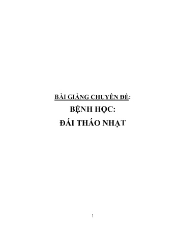 Bài giảng Chuyên đề: Bệnh học - Đái tháo nhạt
