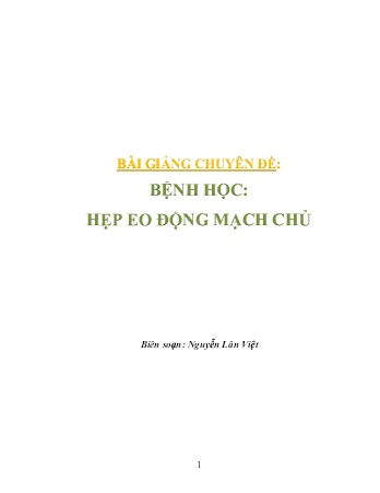 Bài giảng Chuyên đề: Bệnh học - Hẹp eo động mạch chủ