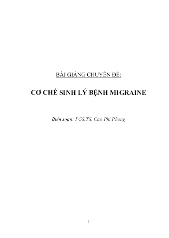 Bài giảng Chuyên đề: Cơ chế sinh lý bệnh migraine