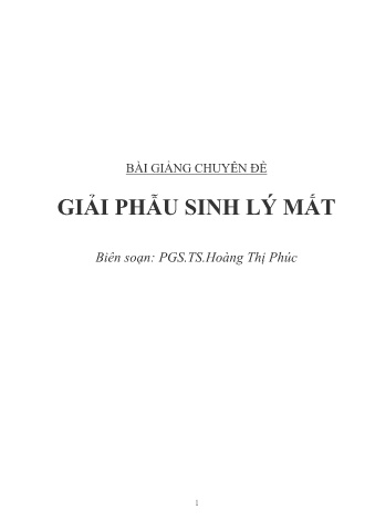 Bài giảng Chuyên đề Giải phẫu sinh lý mắt