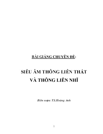 Bài giảng Chuyên đề: Siêu âm thông liên thất và thông liên nhĩ