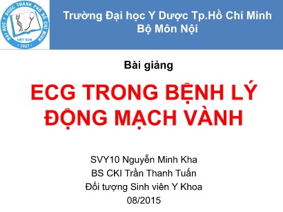 Bài giảng Ecg trong bệnh lý động mạch vành