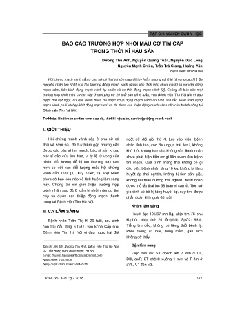 Báo cáo trường hợp nhồi máu cơ tim cấp trong thời kì hậu sản
