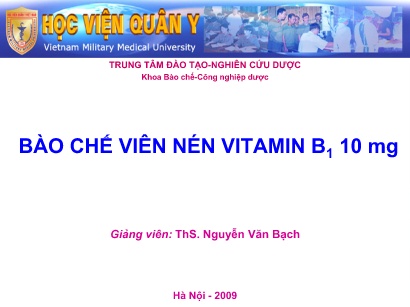 Bào chế viên nén vitamin B1 10 mg