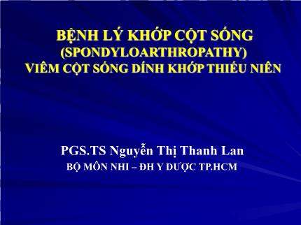 Bệnh lý khớp cột sống (spondyloarthropathy) viêm cột sống dính khớp thiếu niên