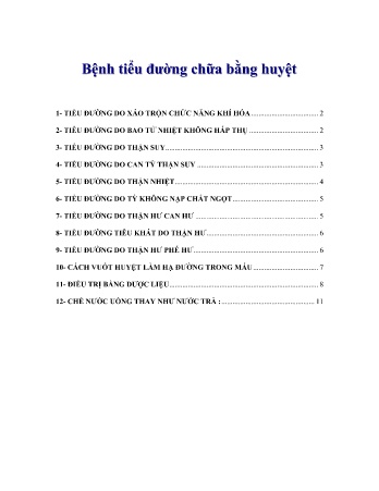 Bệnh tiểu đường chữa bằng huyệt