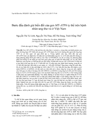 Bước đầu đánh giá biến đổi của gen MT - ATP6 ty thể trên bệnh nhân ung thư vú ở Việt Nam