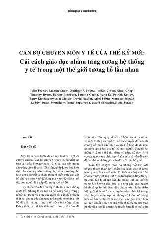 Cán bộ chuyên môn y tế của thế kỷ mới: Cải cách giáo dục nhằm tăng cường hệ thống y tế trong một thế giới tương hỗ lẫn nhau