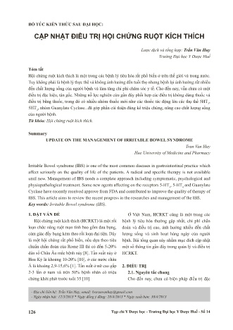 Cập nhật điều trị hội chứng ruột kích thích