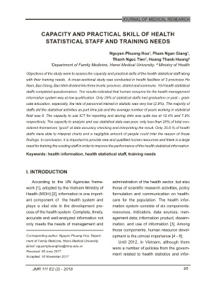 Capacity and practical skill of health statistical staff and training needs