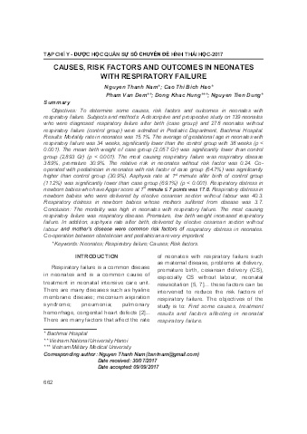 Causes, risk factors and outcomes in neonates with respiratory failure