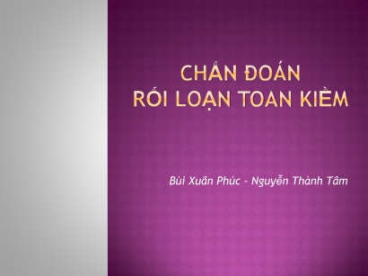 Chẩn đoán rối loạn toan kiềm