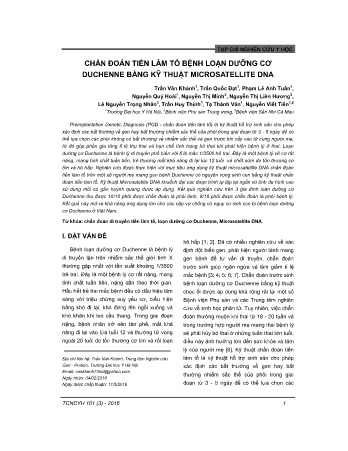 Chẩn đoán tiền làm tổ bệnh loạn dưỡng cơ duchenne bằng kỹ thuật microsatellite DNA