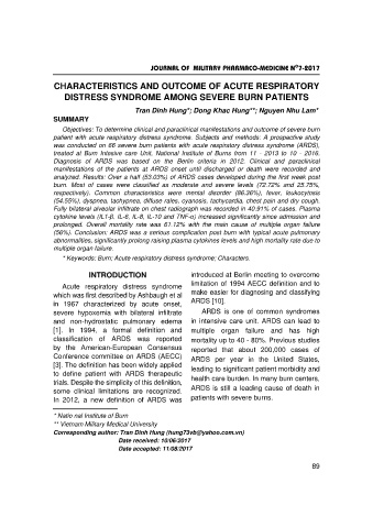 Characteristics and outcome of acute respiratory distress syndrome among severe burn patients