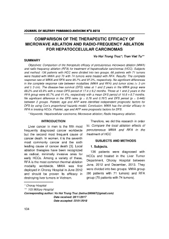 Comparison of the therapeutic efficacy of microwave ablation and radio - frequency ablation for hepatoccelular carcinomas