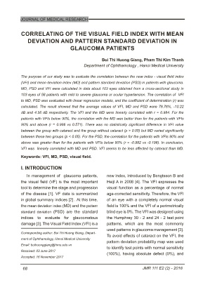 Correlating of the visual field index with mean deviation and pattern standard deviation in glaucoma patients