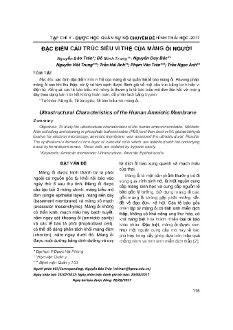 Đặc điểm cấu trúc siêu vi thể của màng ối người