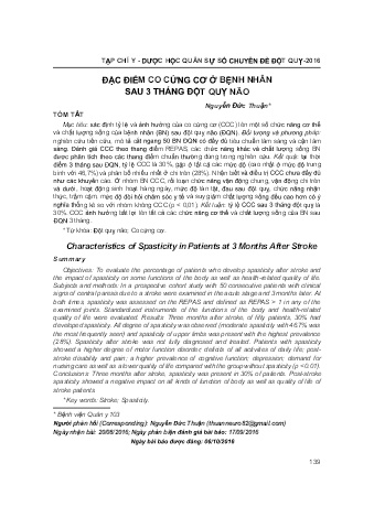 Đặc điểm co cứng cơ ở bệnh nhân sau 3 tháng đột quỵ não