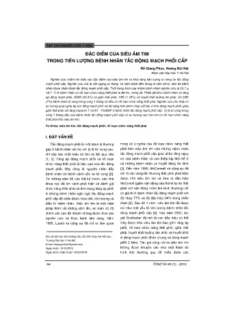Đặc điểm của siêu âm tim trong tiên lượng bệnh nhân tắc động mạch phổi cấp