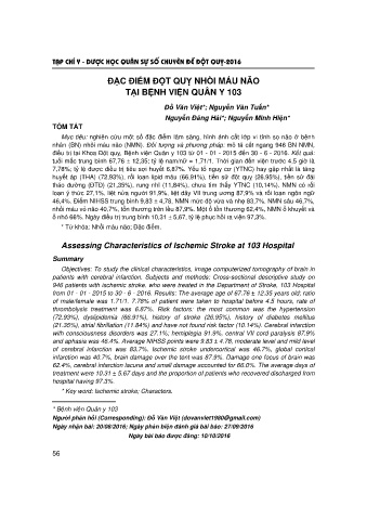Đặc điểm đột quỵ nhồi máu não tại bệnh viện quân y 103