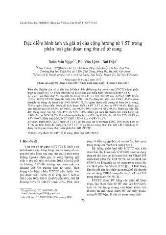 Đặc điểm hình ảnh và giá trị của cộng hưởng từ 1.5T trong phân loại giai đoạn ung thư cổ tử cung