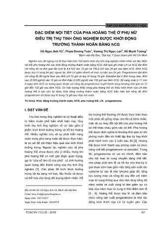 Đặc điểm nội tiết của pha hoàng thể ở phụ nữ điều trị thụ tinh ống nghiệm được khởi động trưởng thành noãn bằng HCG