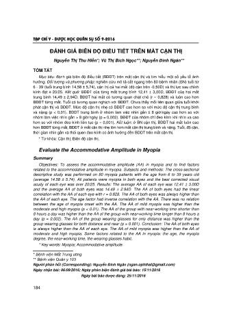 Đánh giá biên độ điều tiết trên mắt cận thị