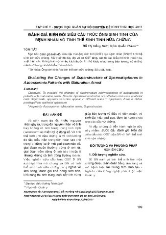 Đánh giá biến đổi siêu cấu trúc ống sinh tinh của bệnh nhân vô tinh thể sinh tinh nửa chừng