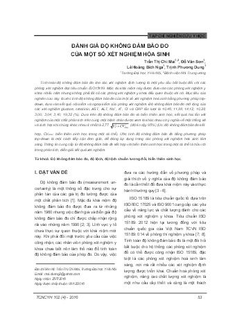 Đánh giá độ không đảm bảo đo của một số xét nghiệm Hóa Sinh