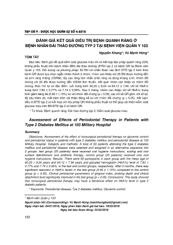 Đánh giá kết quả điều trị bệnh quanh răng ở bệnh nhân đái tháo đường týp 2 tại bệnh viện quân y 103