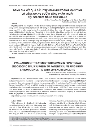 Đánh giá kết quả điều trị viêm mũi xoang mạn tính có viêm xoang bướm bằng phẫu thuật nội soi chức năng mũi xoang
