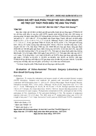 Đánh giá kết quả phẫu thuật nội soi lồng ngực hỗ trợ cắt thùy phổi điều trị ung thư phổi