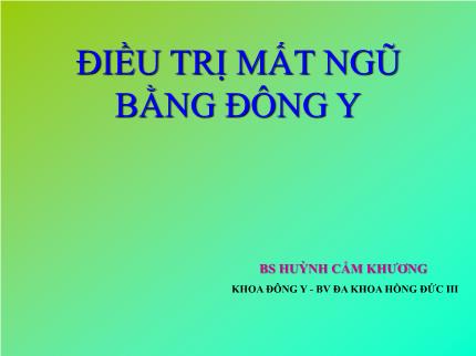 Điều trị mất ngủ bằng đông y