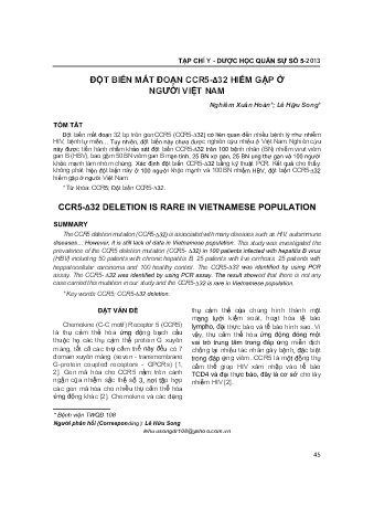 Đột biến mất đoạn ccr5-∆32 hiếm gặp ở người Việt Nam