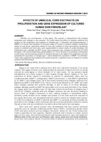 Effects of umbilical cord exctracts on proliferation and gene expression of cultured human skin fibroblast