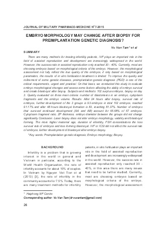 Embryo morphology may change after biopsy for preimplantation genetic diagnosis
