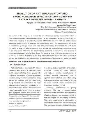 Evalution of anti - inflammatory and bronchodilator effects of dinh suyen p / h extract on experimental animals