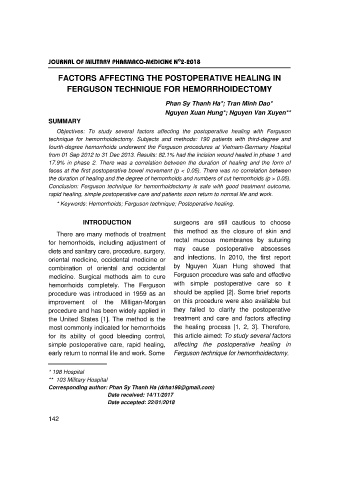Factors affecting the postoperative healing in ferguson technique for hemorrhoidectomy