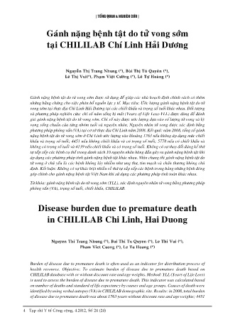 Gánh nặng bệnh tật do tử vong sớm tại CHILILAB Chí Linh Hải Dương