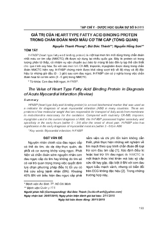 Giá trị của heart type fatty acid binding protein trong chẩn đoán nhồi máu cơ tim cấp tổ