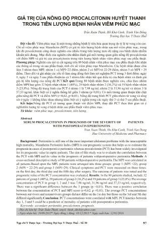 Giá trị của nồng độ procalcitonin huyết thanh trong tiên lượng bệnh nhân viêm phúc mạc