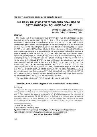 Giá trị kỹ thuật qf-pcr trong chẩn đoán một số bất thư ng lệch bội nhiễm sắc thể
