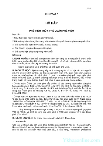 Hệ hô hấp - Chương 3: Hô hấp phế viêm thùy - Phế quản phế viêm