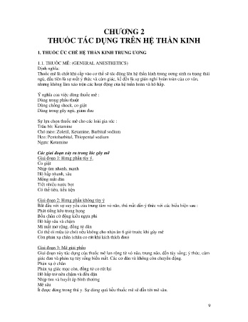 Hệ thần kinh - Chương 2: Thuốc tác dụng trên hệ thần kinh
