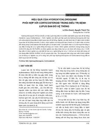 Hiệu quả cùa hydroxychloroquine phối hợp với corticosteroid trong điều trị bệnh lupus ban đỏ hệ thống