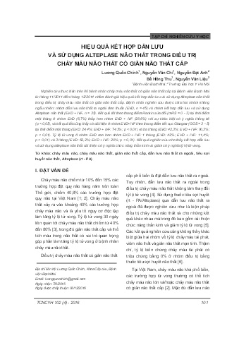 Hiệu quả kết hợp dẫn lưu và sử dụng Alteplase não thất trong điều trị chảy máu não thất có giãn não thất cấp