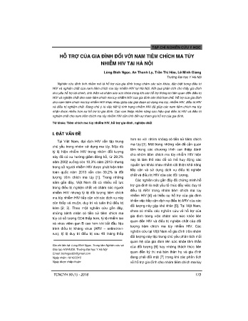 Hỗ trợ của gia đình đối với nam tiêm chích ma túy nhiễm HIV tại Hà Nội